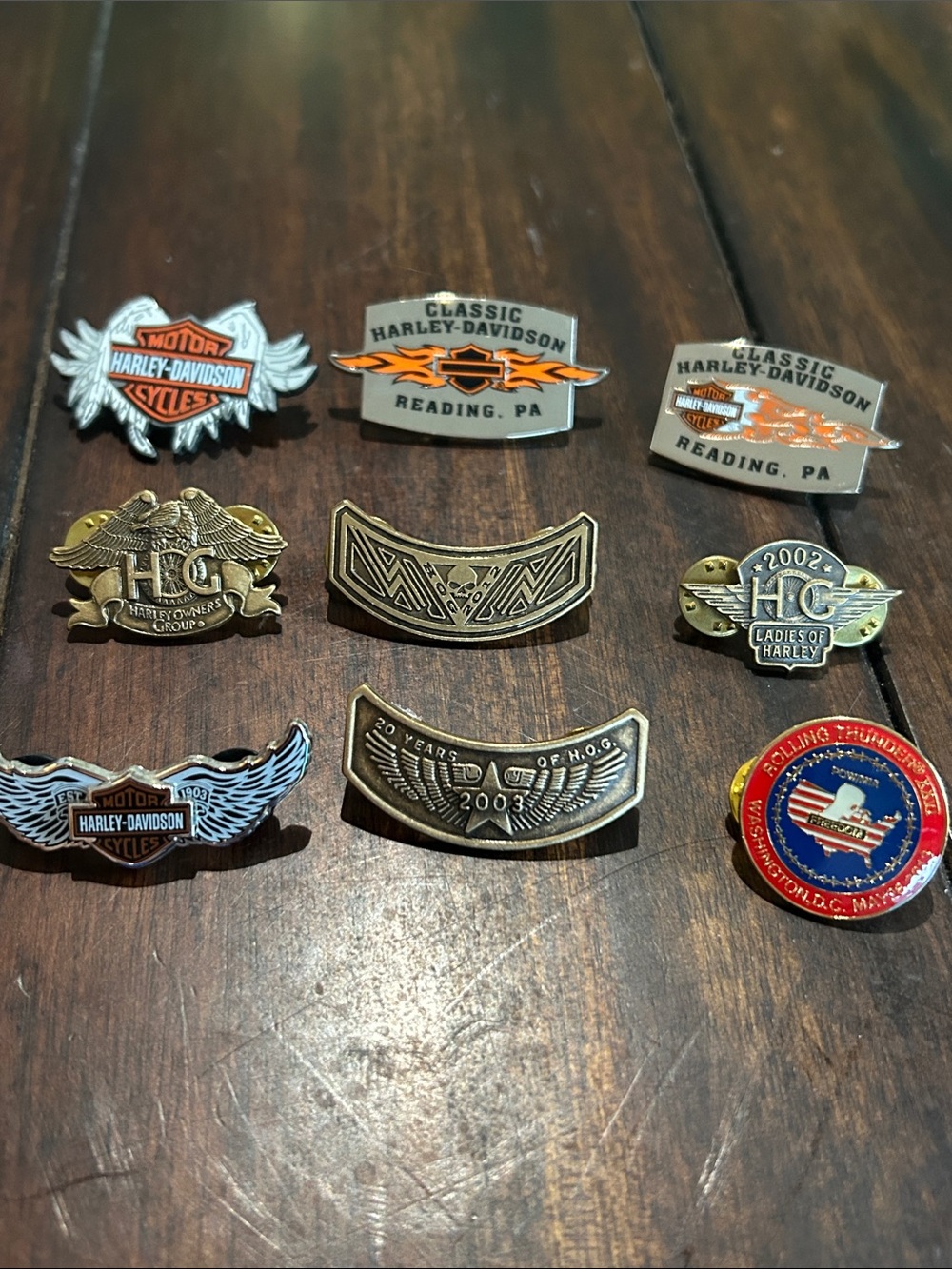 Harley-Davidson Assorted Logo Pins - Black, Orange, Gold, Silver